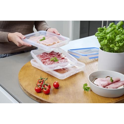 EMSA Clip & Close Frischhaltedosen-Set, rechteckig, 3 x 1 L, Aufschnittboxsystem mit Deckel, Aufbewahrungsboxen, 100 Prozent dicht… – Ansicht 2