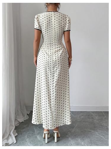 Image of Floerns Women's Floral Short Puff Sleeve Milkmaid Dress Boho A Line Long Dresses