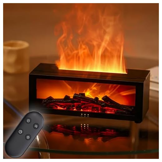 Holwim Fireplace Essential Oil Diffuser, Aromatherapy Diffuser, 150ml Ultrasonic Cool Mist Humidifier, 7 Colors Firelight Flame Diffusers with Remote, Waterless Auto-Off & Timer for Home Office(Black)