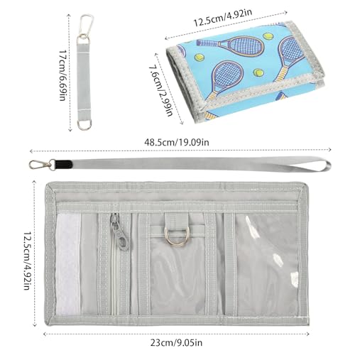 ALAZA Kids Wallets for Boys Girls Toddler Trifold Wallet Children Small Tennis Racket Blue with Zipper Coin Pocket3