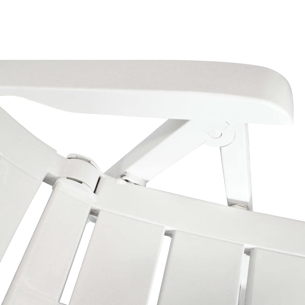 vidaXL 2X Sillas Jardín Reclinables Plástico Blancas Jardín Terraza Decoración