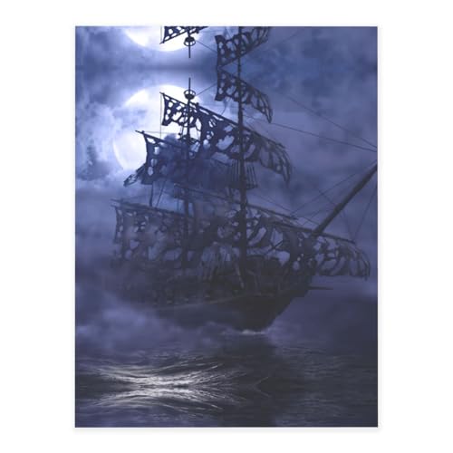 Adesivi con cristalli stampati a forma di barca pirata con luna piena, per artigianato, articoli artigianali per donne e uomini, per computer portatile, skateboard