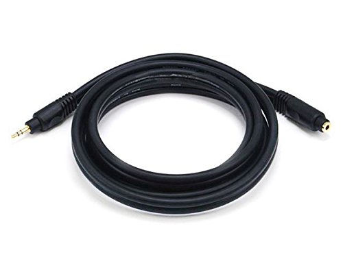 Monoprice Audio Extension Cable - Premium 3.5mm Stereo Male to 3.5mm Stereo Female, Gold Plated, 22AWG, 6 Feet, Black