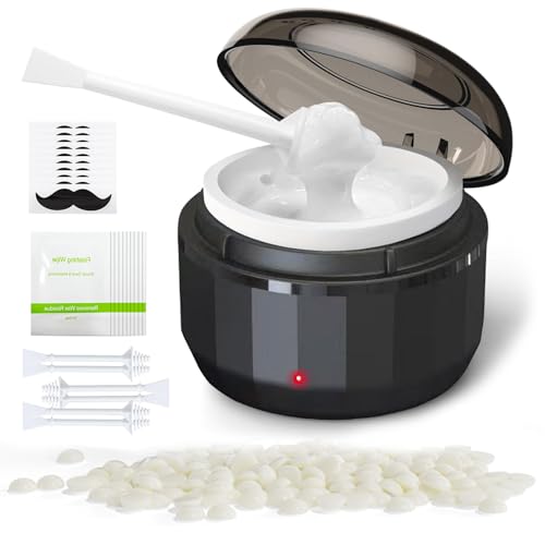 Image of FONESO Men Nose Ear Hair Removal Wax Kit, Professional Home Wax Warmer with Silicone Bowl, 100g Wax Beads and 10 Applicator Sticks, Fast Heat Nose Wax Kit for Men & Women