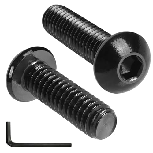 Image of VGBUY 28Pcs 5 /16-18 x 3 /4 inch Button Head Socket Cap Bolts Screws, 304 Stainless Steel 18-8, Allen Hex Drive,Black Zinc Plated,Fully Threaded, Hex Spanner Included