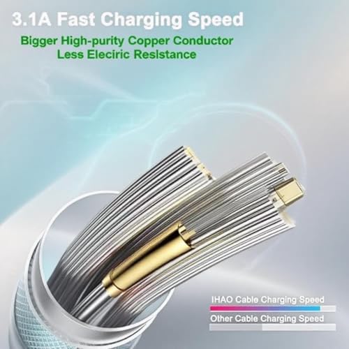 Image of USB A to USB Type C Android Charger Cable Fast Charging High Data Speed Light Up LED Current Flowing to Be a Night Light Compatible with All Type C Device-USB A to C Blue /39 Inch.