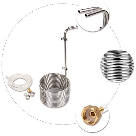 BACOENG Würzekühler Edelstahl Eintauchmodell mit 2 x 150 cm Schlauch, schnelle Abkühlung der Biermaische, 5/16" Cover