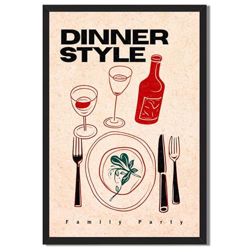 Vintage Dinner Style Poster Canvas Wall Art for Kitchen Dining