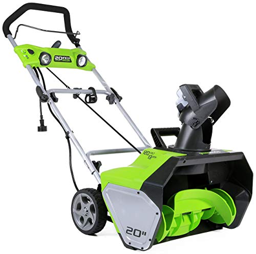 Greenworks 20-Inch 13 Amp Corded Snow Thrower With Light Kit 2600202 (Renewed)