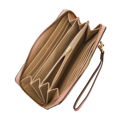 Image of Fossil Women's Logan Leather RFID-Blocking Zip Around Clutch Wallet with Wristlet Strap for Women