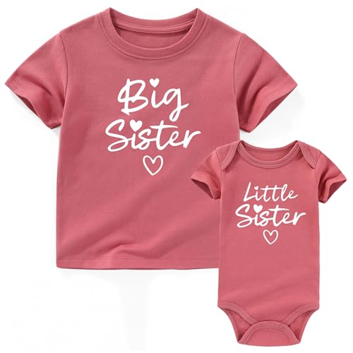 AIZFFZY Big Sister Little Sis Matching Outfits Toddler And Baby Clothes Sisters Shirt Mauve 2T - 3 Months