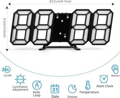 Image of 3D LED Digital Alarm Clock, Black, Pack of 1