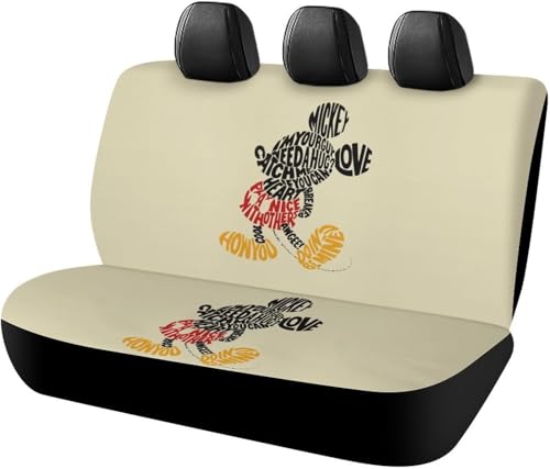 後部座席カバー ミッキーマウス カーシートカバー 後席クッションカバー リアシートカバー 汎用 軽/普通車/SUV後部座席対応 カー用品 取付簡単 滑り止め 通気 汚れに強 四季通用 人気