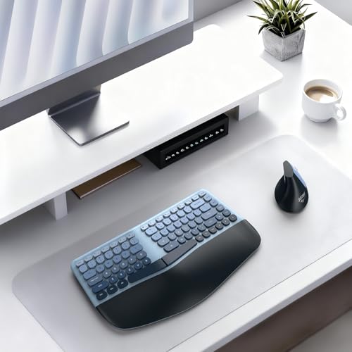 Image of MOFII Wireless Ergonomic Keyboard & Mouse Combo - Split Curved Keyboard with Wrist Rest (All-Day Comfort) + Wireless Vertical Ergonomic Optical Mouse, Compatible with PC /Laptop /Desktop- Blue Gradient