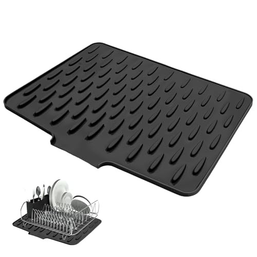 TAIVIN Tapis Egouttoir Vaisselle 40x32 cm,Tapis Egouttoir Silicone,Organiseur d'Évier en Silicone,Conduite d'eau antidérapante, adaptée aux Plans de Travail...