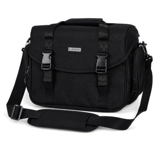CADeN Grande Borsa Fotografica Tracolla Borse Fotografiche Custodia Fotocamera con Titolare Tripode per Macchina Fotografica Reflex Nikon Canon Sony DSLR Accessori e Viaggio, Idrorepellente su Spruzzo