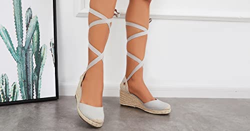 Ruanyu Womens Platform Espadrille Sandals Lace Up Closed Toe Summer Wedge Sandals #TOP4