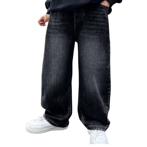 Boys Fleece Lined Jeans Kids Winter Thicken Thermal Warm Straight Leg Jeans Elastic Waist Denim Pants 4-12 Years