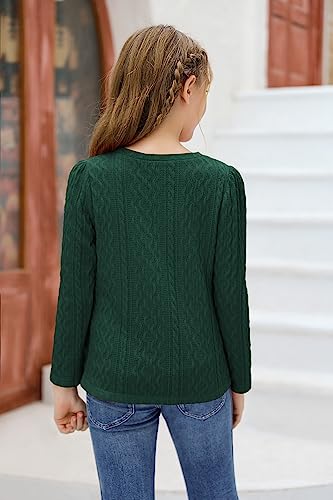 Image of Ebifin Girls Sweaters Kids Long Sleeve Crewneck Fall Knit Tops Cute Pullover Jumper Shirts 5-14 Years