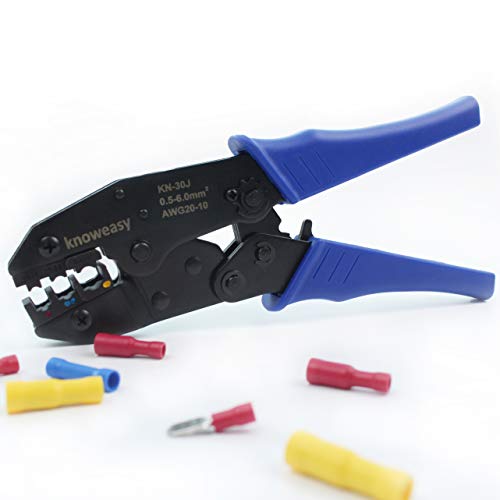 Wire Terminals Crimper Kit, Knoweasy Insulated Ratcheting Terminals Crimper Set of AWG22-10 with 700PCS of Insulated Butt Bullet Spade Fork Ring Crimp Terminals Connectors