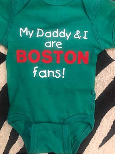 Teesbytini My Daddy And I Are Boston Onesie ® Fans Baby Bodysuit Red Sox Onesie ® Infant One Piece thumb #4