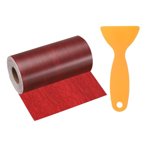 Image of HARFINGTON Wood Grain Repair Tape 4 Inch x 33ft Self Adhesive Repair Patch Tape Simulated Wooden Floor Tapes with Plastic Scraper for Tables Doors Windows Furniture, Walnut