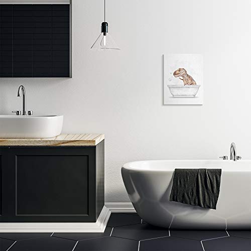 Image of T Rex Dino Bubble Bath Bathroom, 16 x 20 Inch Canvas Wall Art