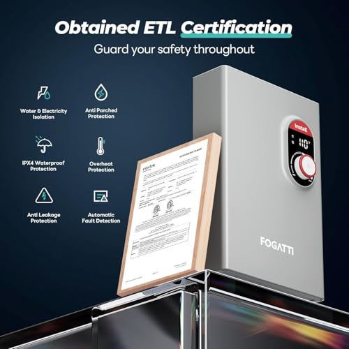 Fogatti 27kW Tankless Water Heater Electric, Up to 6.7 GPM Flow Rate, 240V on Demand Instant Hot Water Heater, ETL Certified, Endless Hot Water Supply for Residential Whole House Shower - Image 4