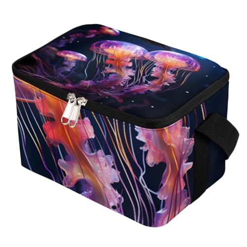 GzLeyigou Lunch Bags for Women Men 9 Cans,Jellyfish Ocean Hot & Cold Food Delivery Bag Insulated Grocery Bag Insulated Lunch Box Jellyfish Cooler Bag for Office Work Picnic Beach