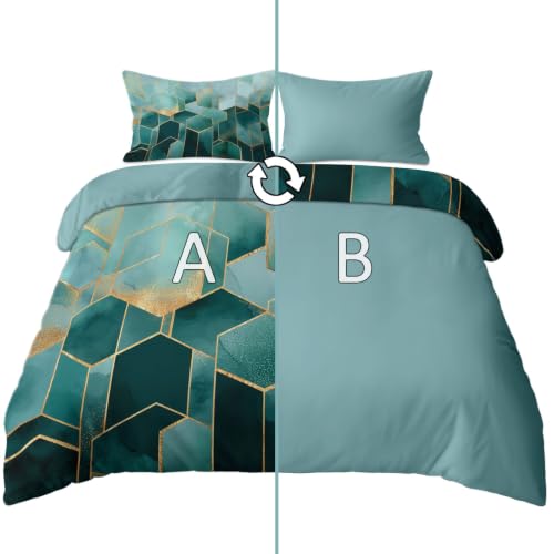 Luxe abstrait housse de couette réversible en microfibre douce parure lit chic