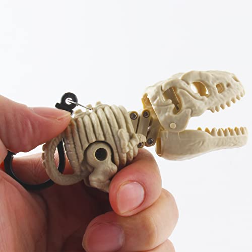 DINOBROS Surprise Eggs with Dinosaur Toys Inside, 4 Plastic Eggs Filled with Dino Chomper Keychains, Birthday Party Favors for Boys and Girls, Multicolor