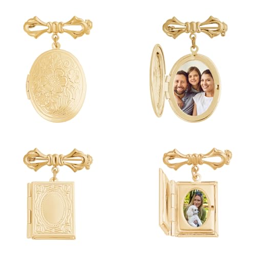 Image of CHGCRAFT Locket Brooch Bridal Bouquet Charm Flower Brooch Pin Brass Pins Set Memory Charm Coat Shirt Suit Collar Accessories for Backpack Clothing Badges