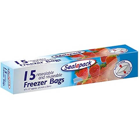 SEALAPACK® EXTRA LARGE FREEZER BAGS, RESEALABLE & REUSEABLE PACK OF 15 BAGS Cover