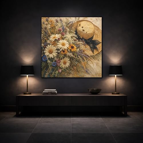 Tableau fleurs sauvages multicolore 35x35 cm pour salon - 3