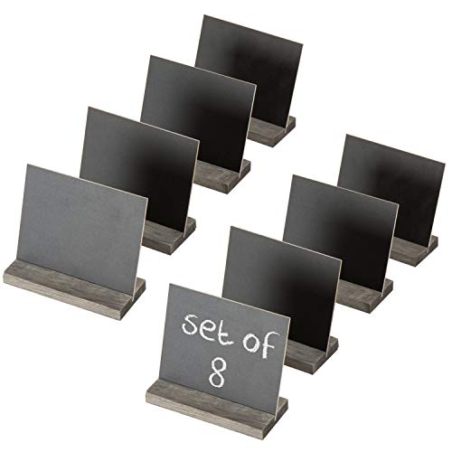 Mygift Mini Chalkboard Table Signs - Place Card Wedding Table Food Label Cards With Vintage Brown Wood Base Stands, Set Of 8, 5 X 6-Inches #TOP6