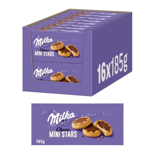 Milka Choco Minis Mini Stars Schokoladen-Kekse mit Milchcrème und zarter Alpenmilch-Schokolade 16 x 185 g