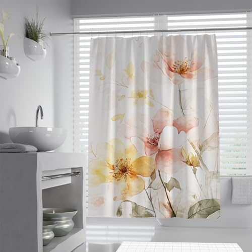 Rideau de douche pivoine aquarelle 100x180cm en polyester imperméable à séchage rapide - 2