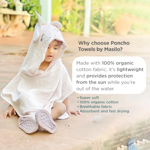 Image of Masilo Organic Cotton Muslin Hodded Poncho Towel for 6 to 12 Months Baby, Pack of 1 - Bunny Mint