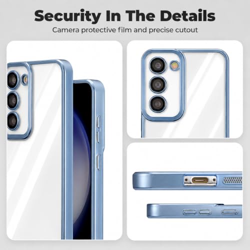 Image of VONZEE Clear Logo Electroplating Transparent Case for Samsung A55 5G, Magnetic Plating Electroplate TPU Cover, Individual Camera Protection for Each Lens - Sierra Blue