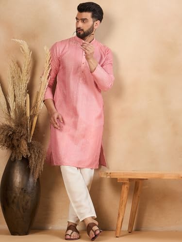 Image of Amazon Brand - Tavasya Men Linen Traditonal Regular Kurta