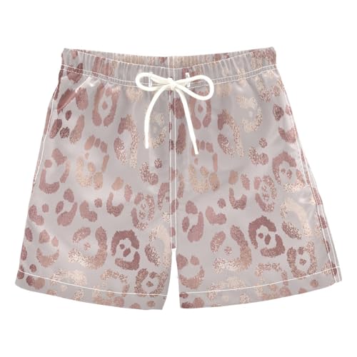 Boys Swim Trunks Toddler Swim Shorts Little Boys Swimwear Leopard Print Cheetah Rose Gold Bathing Suit Swimsuit