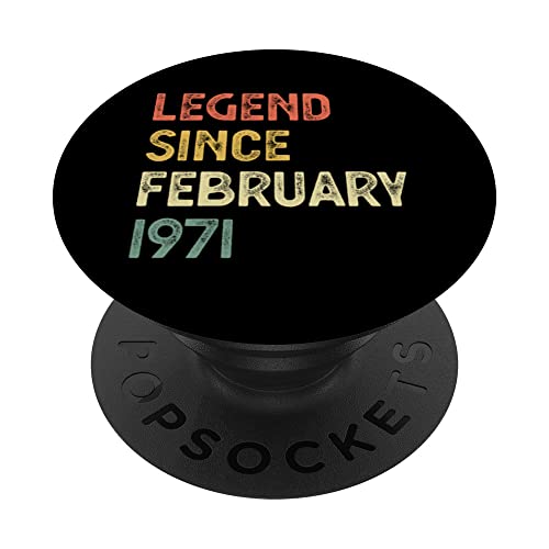 52 cumpleaños para hombres y mujeres, leyenda desde febrero de 1971 PopSockets PopGrip Intercambiable