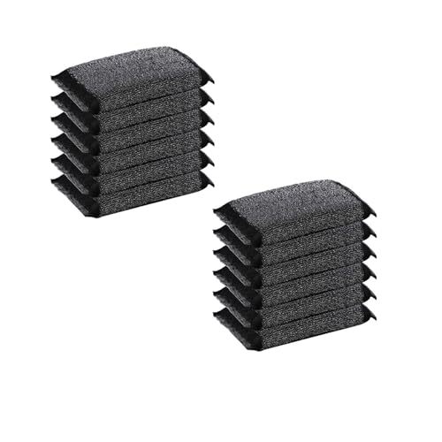 12 spugne abrasive a doppio lato, antigraffio, per lavare pentole, padelle, padelle (nero)