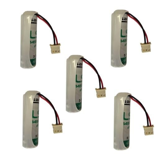 5 PEZZI BATTERIA LITIO LITIO 3,6V CONNETTORE COMPATIBILE ALLARME