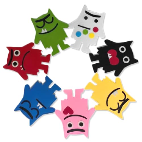 KEWUF 7 Pcs Émotions de Couleur en Feutre Puppets de Doigt Monstre, marionnettes à Main Monstre Couleur, tristesse émotionnelle Finger en Peluche, marionnette en Tissu Non tissé, marionnette