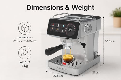 Image of Espresso Coffee Machine | 20 Bar High Pressure | Adjustable Brewing Time and Temperature | Cold Espresso Option | Steam Wand for Cappuccino and Latte | Overheating and Overpressure Protection