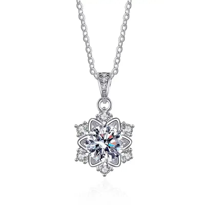 Collier pendentif flocon de neige Moissanite argent 925