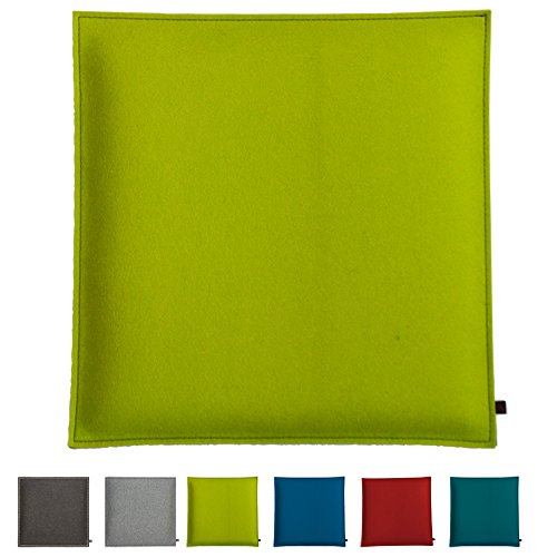 Preisvergleich Produktbild ebos Wollfilz Sitzkissen / 40x40cm, handgefertigt, 100% Wollfilz / Hochwertiges Stuhlkissen, Sitzpolster mit Füllung / Schönes Stuhl-Polster, Filz-Kissen, Stuhl-Auflage (Grün / Hellgrau)