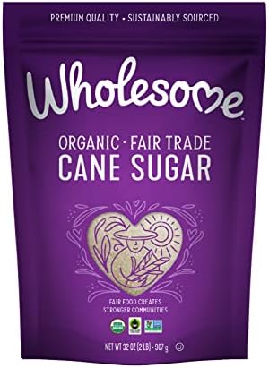 Wholesome Sweeteners 32-Ounce Organic Cane Sugar, Fair Trade, Non GMO, Gluten Free, Pure & Vegan, for Baking and Sweetening, 12 Pack