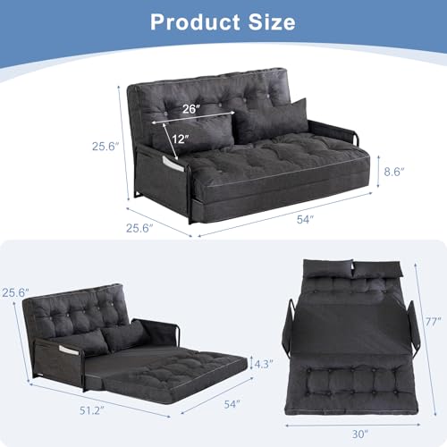 YOSHOOT Adjustable Lazy Floor Sofa, Folding Couch Bed with 5 Positions Adjustable Backrest, Convertible Bean Bag Sofa Bed Couch Foldable Sleeper Chair with Pillow for Reading Gaming（Grey, Full） - Thumbnail 2